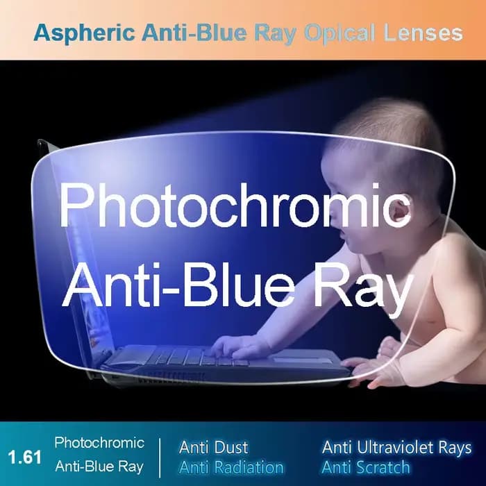 Lentilles optiques photochromiques asphpopularité anti-rayons bleus, lentilles grises, rapport de vi