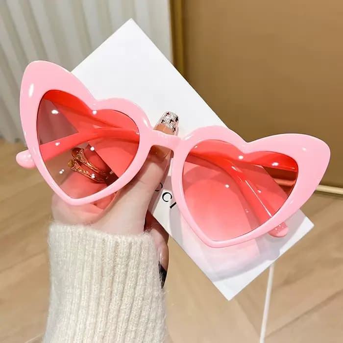 Lunettes de soleil pour femmes en forme de cœur rose, verres dégradés tendance, lunettes de soleil v