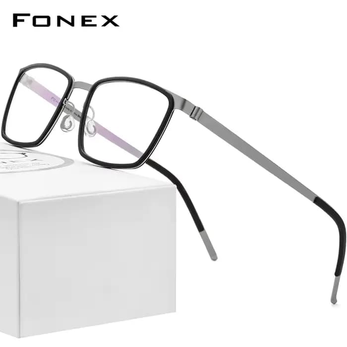 FONEX-Montures de lunettes carrées en alliage d'acétate pour hommes, lunettes ultralégères, sans vis