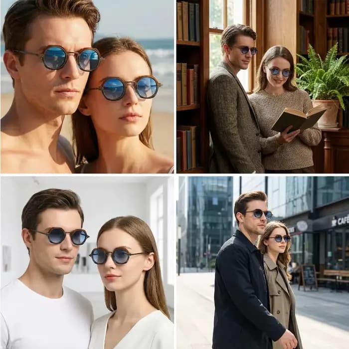 ChicOptix classique Punk rétro mode lunettes de soleil UV400 rond à la mode conduite haute qualité a