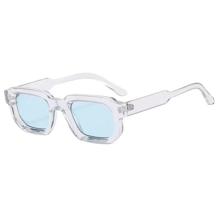 2025 mode bleu carré lunettes de soleil pour femmes hommes rétro luxe concepteur clair lentille lune