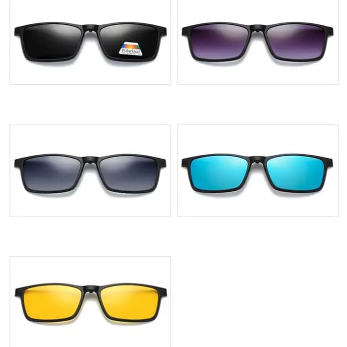 YIMARUILI Ultra-léger 1 + 5 aspiration magnétique polarisé pince lunettes TR90 rétro carré optique P