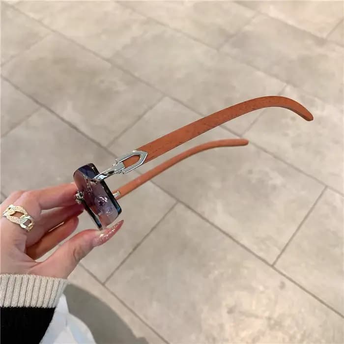 KAMMPT lunettes de soleil sans monture pour hommes femmes motif en bois marque de luxe rétro lunette