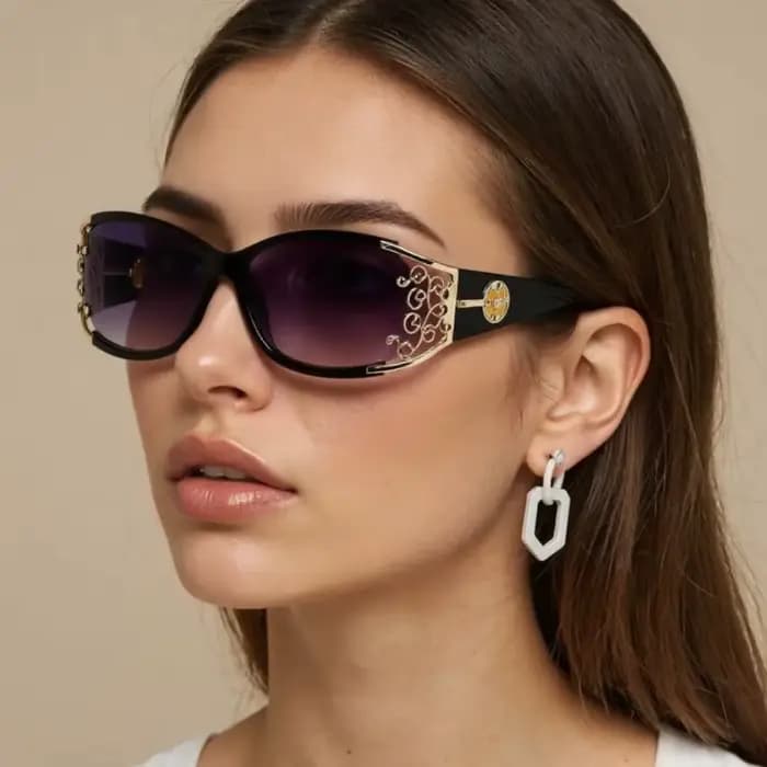 Nouvelles lunettes de soleil polarisantes enveloppantes en métal diamanté brillant, style vintage, t