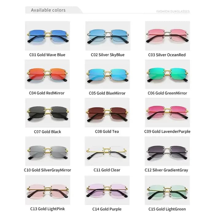 HBK-Lunettes de soleil carrées sans monture pour homme, verres dégradés bleus, métal de qualité supé