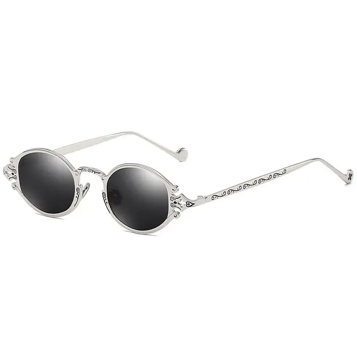 Lunettes de soleil ovales Steampunk de Style japonais, monture métallique gothique de luxe gravée, l
