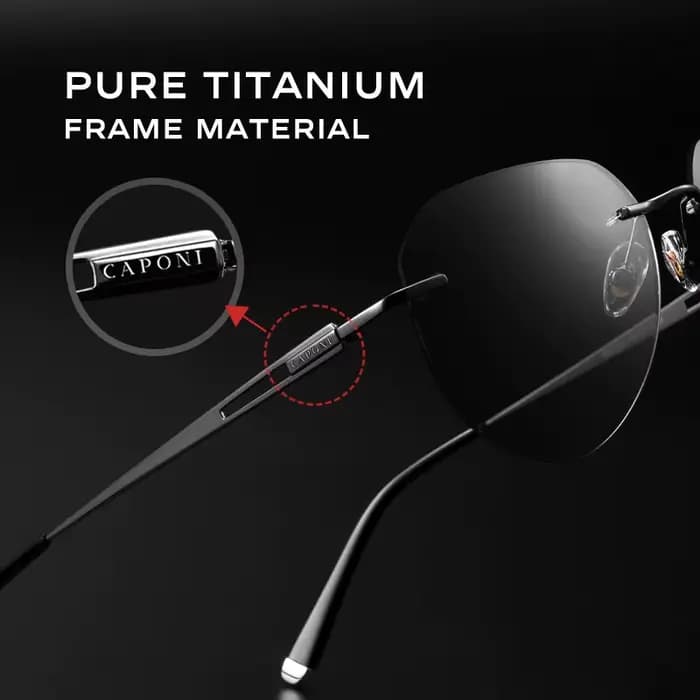 CAPONI lunettes de soleil sans monture pour hommes polarisées photochromiques UV400 lunettes de sole