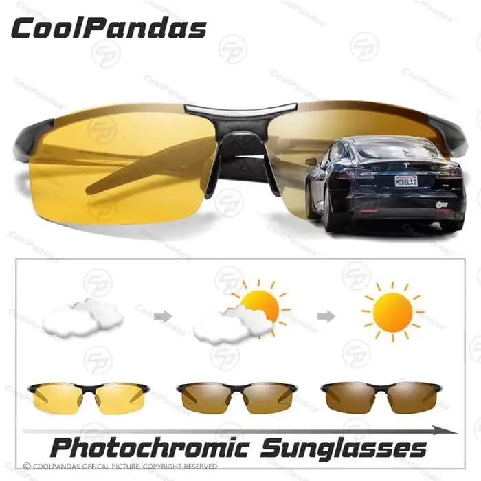 CoolPandas aluminium magnésium hommes lunettes de soleil photochromiques polarisées jour nuit condui