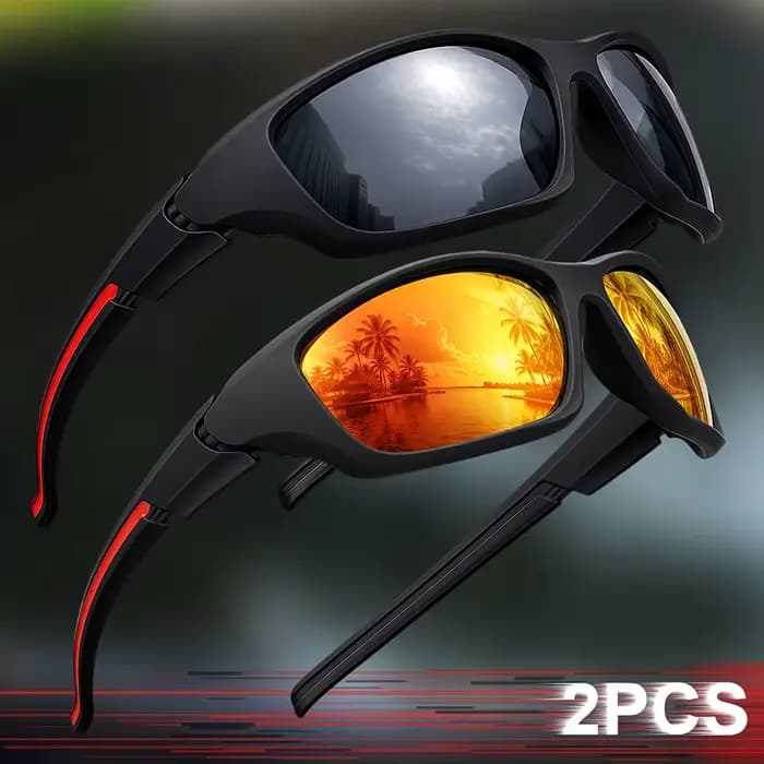 2 paires de lunettes de soleil polarisées de style fantaisie, pour hommes et femmes, pour les sports