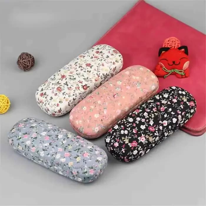 EOENKK – étui à lunettes de soleil rétro à fleurs, boîte à lunettes de lecture en tissu imprimé, protection rigide pour lunettes, étui de rangement pour lunettes optiques pour femmes