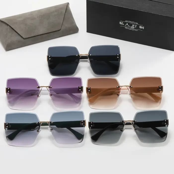 Lunettes de soleil carrées sans monture pour hommes et femmes