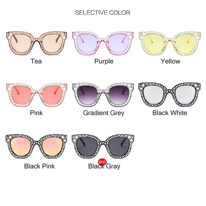 Lunettes de soleil carrées surdimensionnées diamant cristal scintillant pour femmes