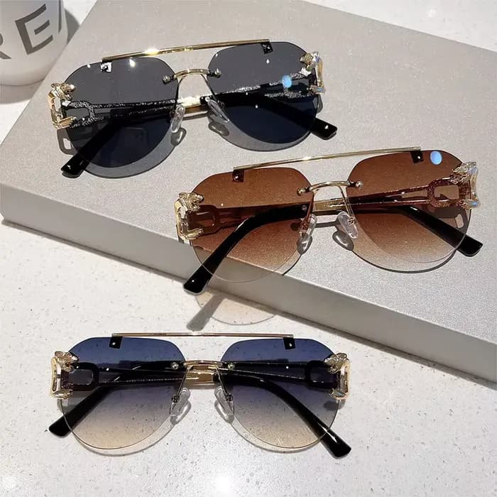 Lunettes de soleil vintage sans monture pour femmes
