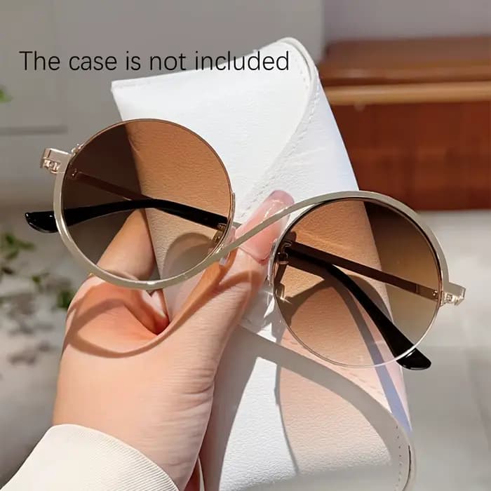 Une paire de lunettes rondes à monture complète pour femmes, lunettes roses tendance, adaptées aux voyages et à la photographie de rue