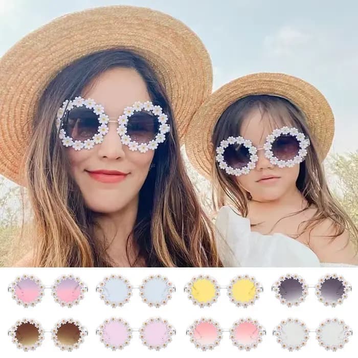 AndrFlower-Lunettes de soleil à monture ronde pour adultes et enfants