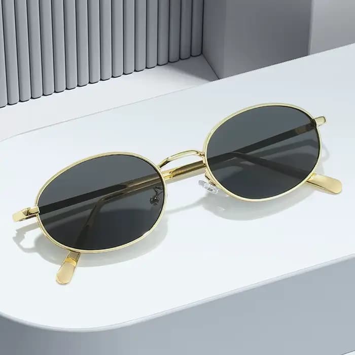 SHAUNA rétro petit ovale cadre en métal femmes lunettes de soleil UV400 hommes Punk