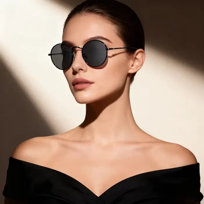 Lunettes de soleil rondes en métal pour femmes