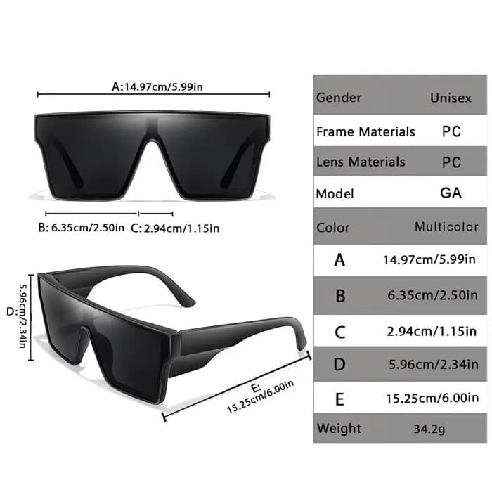 3 paires de lunettes de soleil à grande monture UV400