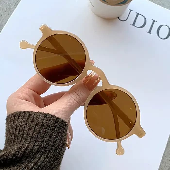 Lunettes de soleil de forme ronde pour femmes et hommes