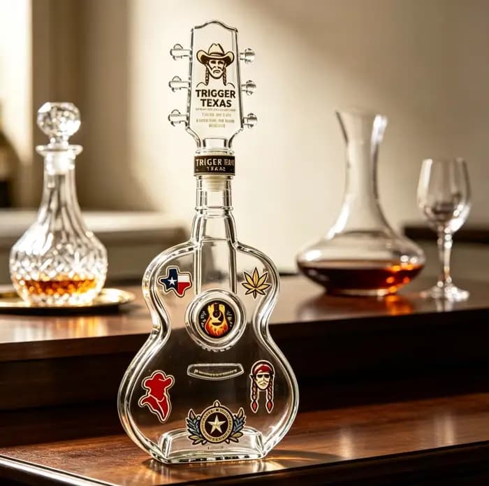 Carafe à whisky en verre vintage en forme de guitare, bouteille portable pour spiritueux et vin, conteneur de rangement, décoration artisanale de bureau pour bar, fête, table