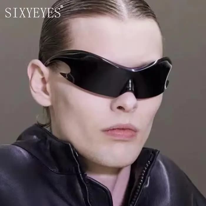 2025 lunettes de soleil futuristes Y2k pour hommes femmes marque une pièce miroir