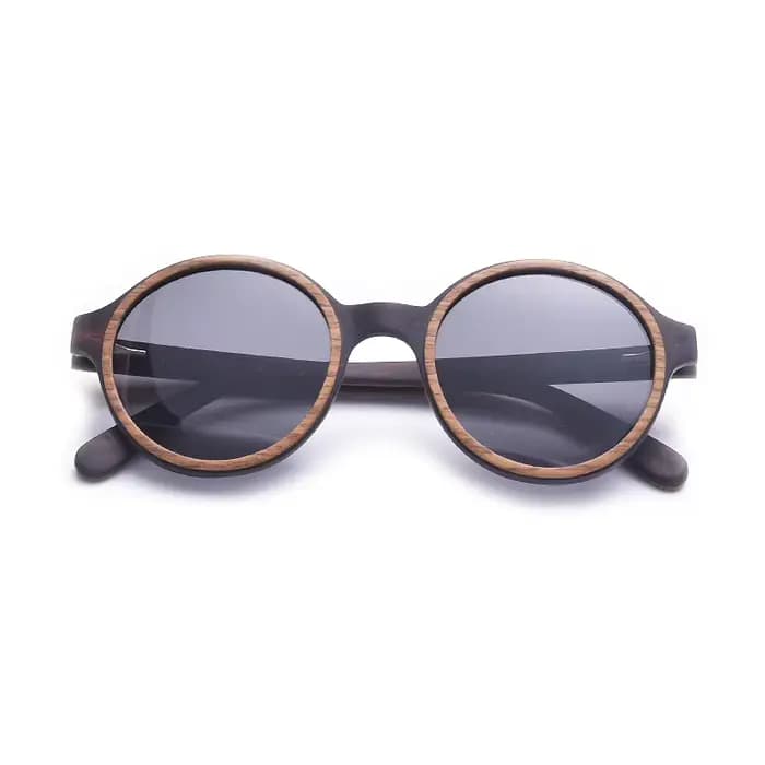 Lunettes de soleil rondes uniques en bois de deux tons pour hommes et femmes