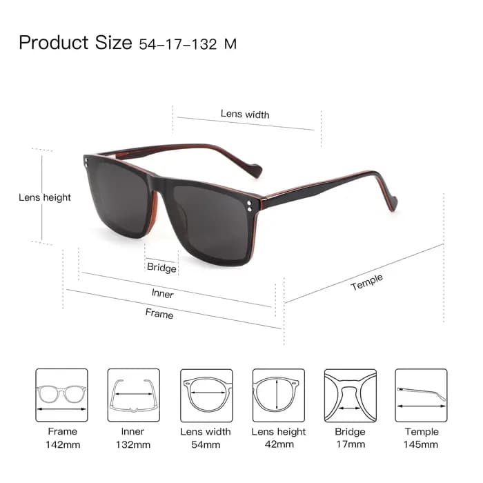 AIREIGHT – lunettes de vue carrées en acétate, taille M, à clipser, pour hommes, myopie, UV400, verres progressifs