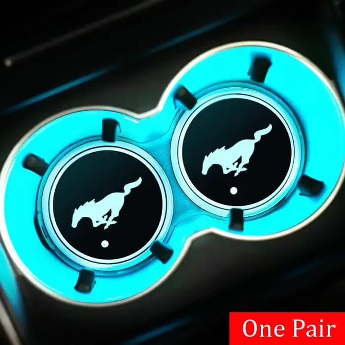 Sous-verre lumineux LED avec logo de voiture pour porte-gobelet Ford Mustang Shelby Focus Ranger Explorer Transit Ecosport Mondeo Accessoires