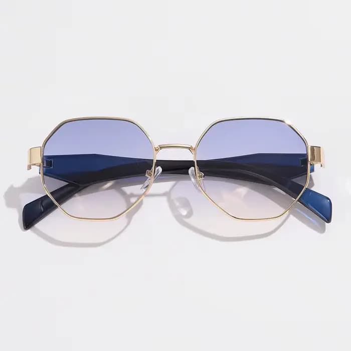 Lunettes de soleil en métal polygone pour femmes