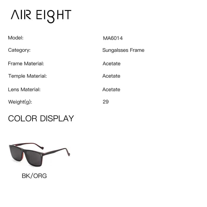 AIREIGHT – lunettes de vue carrées en acétate, taille M, à clipser, pour hommes, myopie, UV400, verres progressifs