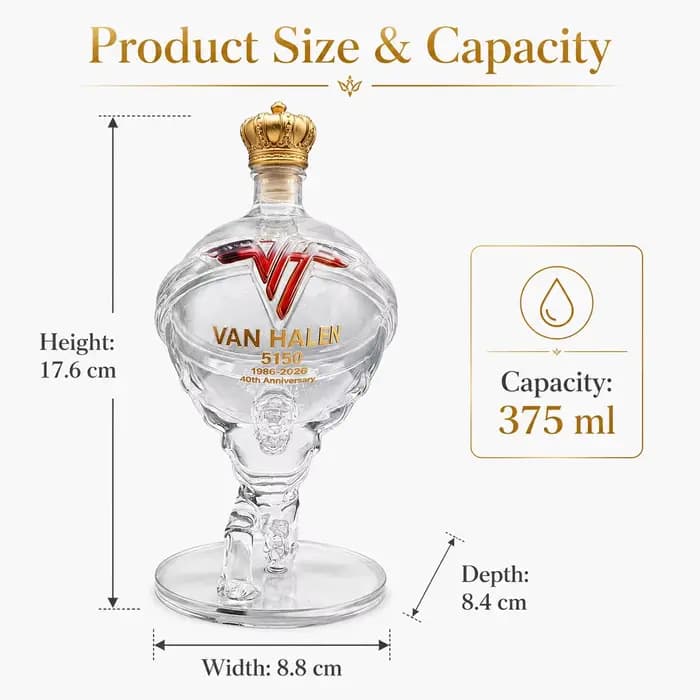Carafe en verre inspirée de Van Halen, bouteille de whisky 40e anniversaire, décoration de bar, cadeau pour les fans de musique