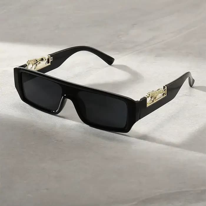 Lunettes de soleil rectangulaires léopard pour femmes et hommes