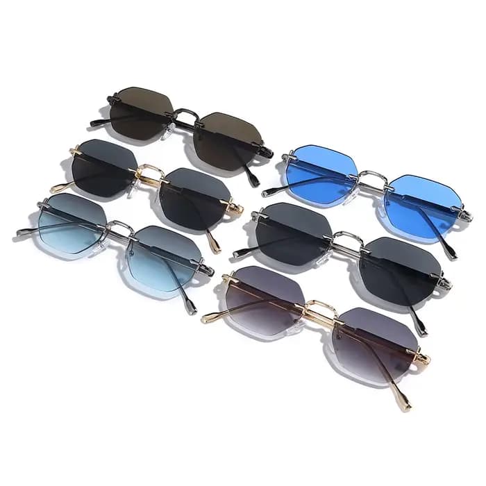 DDDLONG rétro mode sans monture Punk Y2k lunettes de soleil femmes hommes