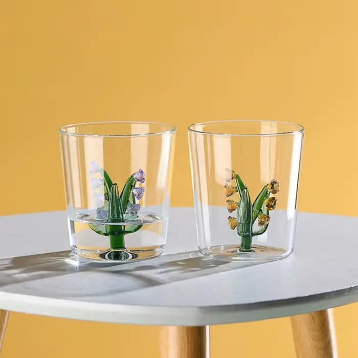 Muguet de mai Cadeau de tasse en verre pour amoureux, faveurs de mariage créatives, verre à vin, tasse à café, bière, tasse à thé, romantique, vente en gros