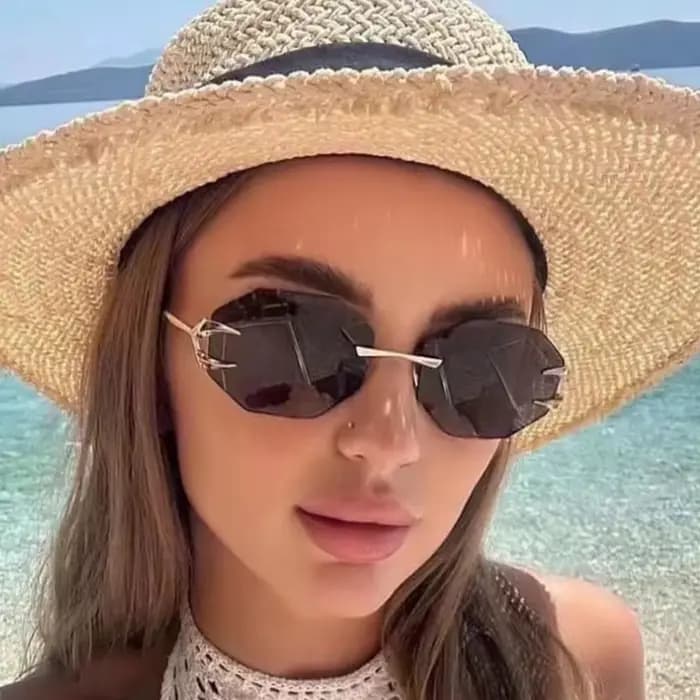 Lunettes de soleil hexagonales sans bords pour femmes et hommes