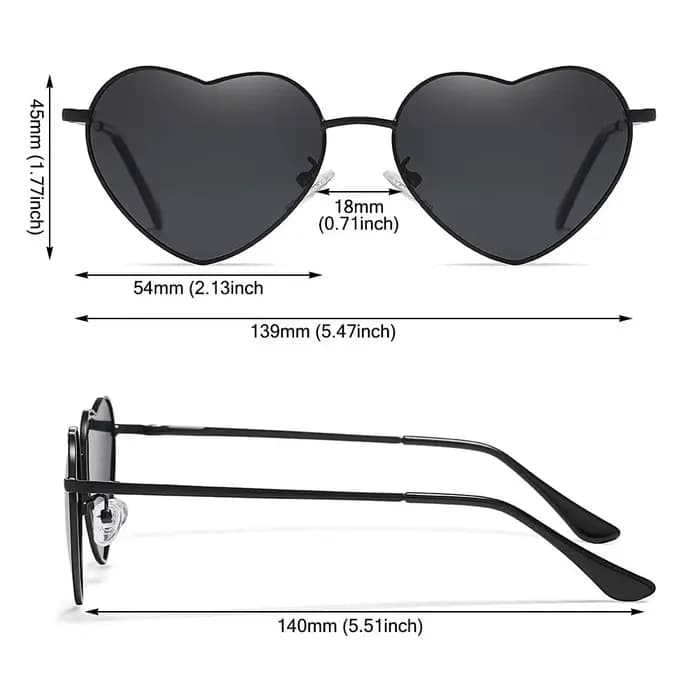 Lunettes de soleil rétro en forme de cœur pour femmes