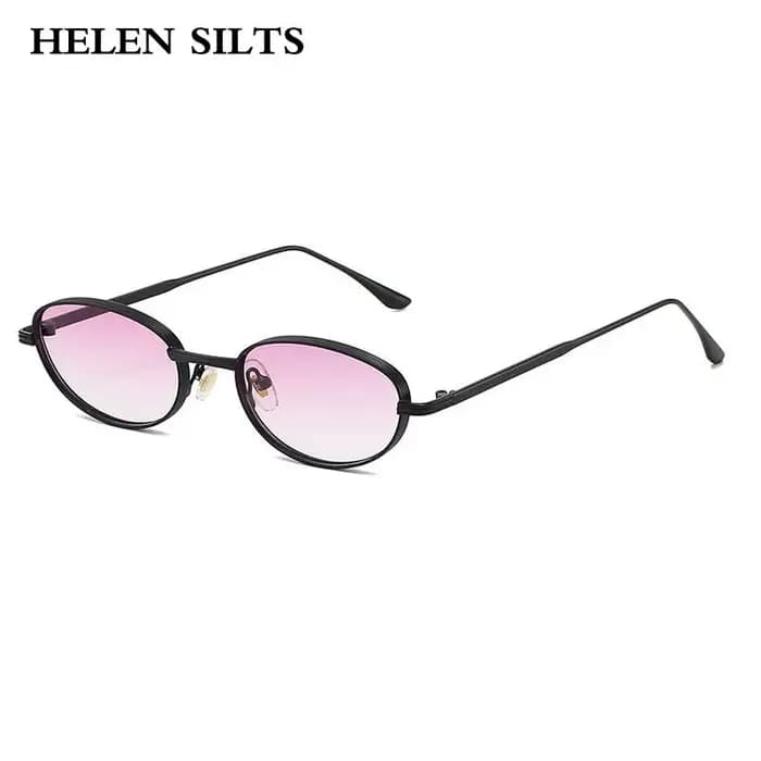 Lunettes de soleil ovales en métal pour femmes