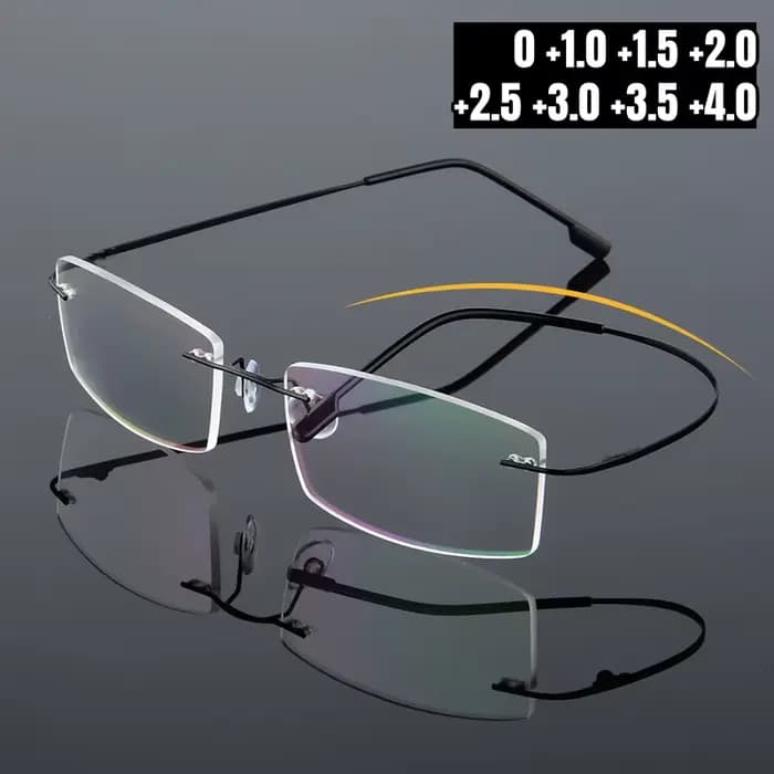 Lunettes de lecture sans cadre en titane pour hommes et femmes