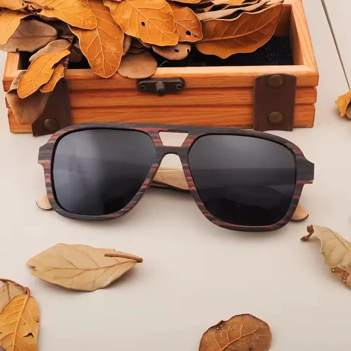 Lunettes de soleil surdimensionnées en bois pour hommes et femmes