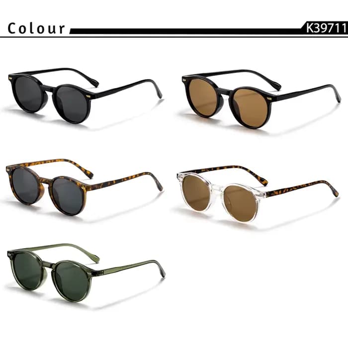 HBK mode lunettes De Soleil polarisées hommes rond TR90 cadre