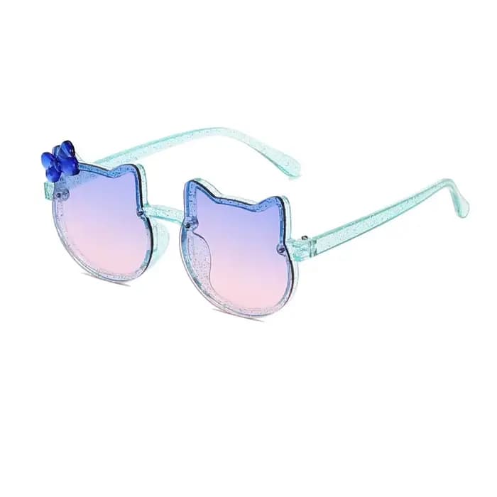 Nouveaux enfants lunettes de soleil de bande dessinée oeil de chat nœud papillon couleur océan
