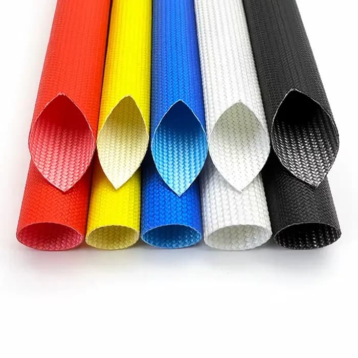 Manchon tressé en fibre de verre enduit de silicone 1~20 mm, 200°C, 1,5 kV, tube isolant haute tension pour la protection des câbles