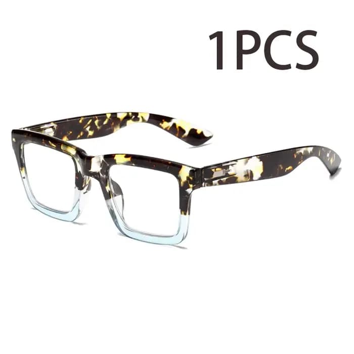 1 paire de lunettes de lecture élégantes et confortables à monture large, anti-lumière bleue, adaptées aux hommes et aux femmes