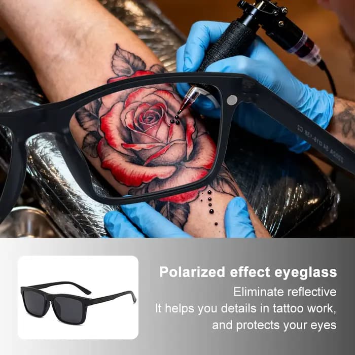 Lunettes polarisées de tatouage, élimine l'éblouissement pour améliorer le contraste et la clarté des couleurs, adaptées à l'art du tatouage