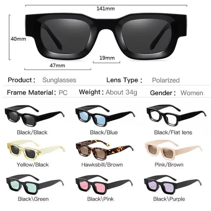 Lunettes de soleil polarisées populaires hommes femmes rétro concepteur petit carré Punk