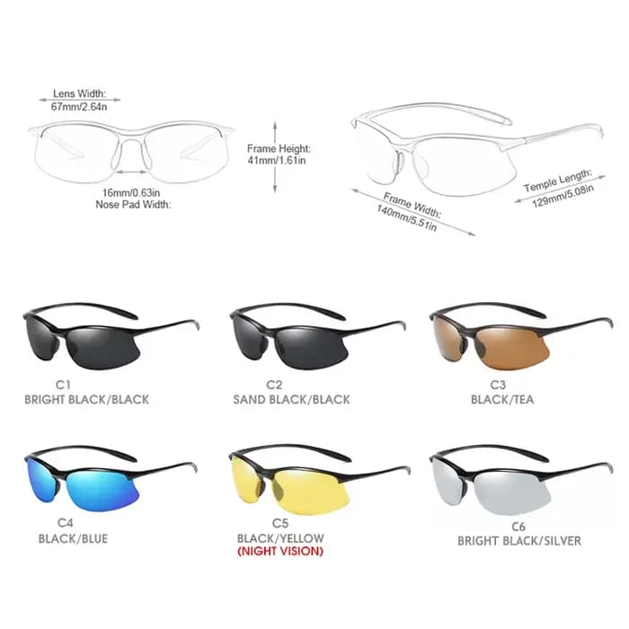 Lunettes de soleil polarisées de sport ultralégères pour hommes et femmes