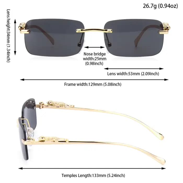 Lunettes de soleil carrées sans monture pour hommes et femmes