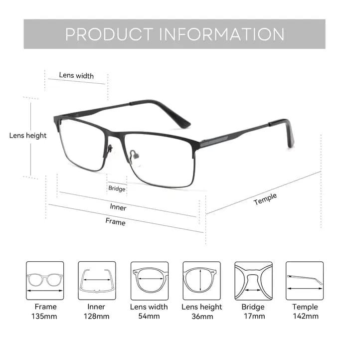 ZENOTTIC Titanium progressive prescription Glasses Square anti - blue light myope