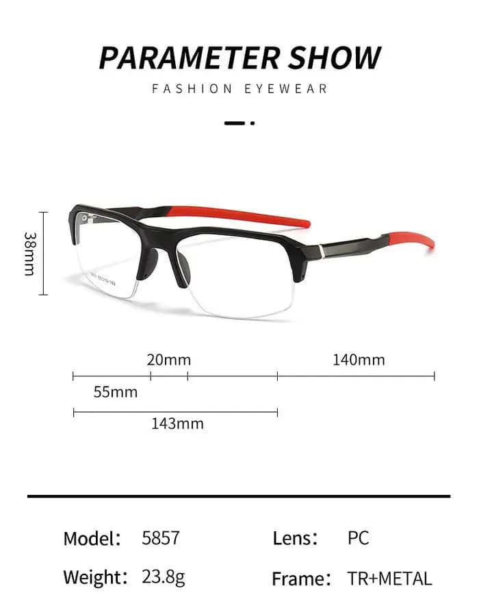 YIMARUILI hommes et femmes lunettes de sport cadre en aluminium TR90 demi-monture