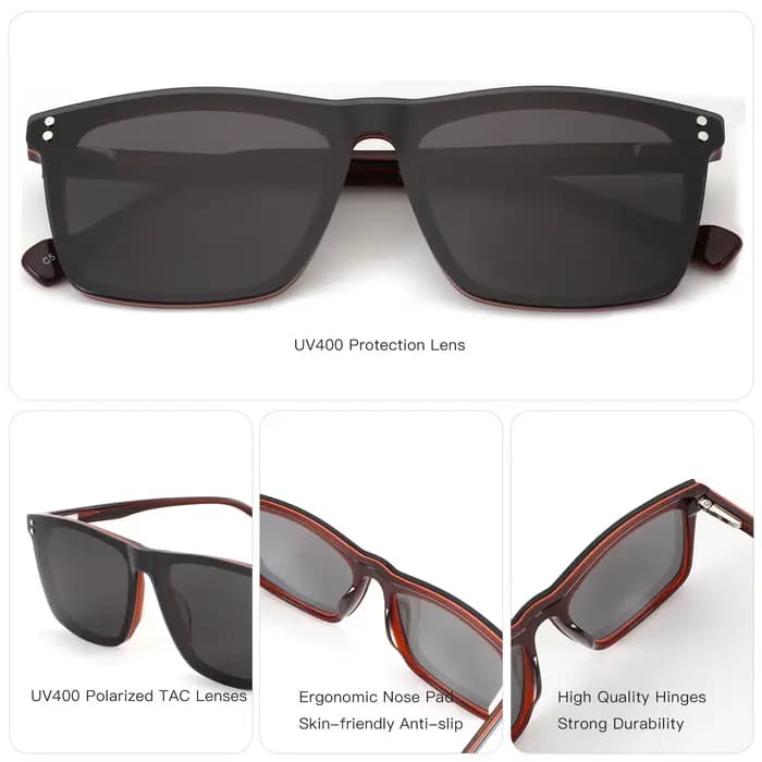 AIREIGHT – lunettes de vue carrées en acétate, taille M, à clipser, pour hommes, myopie, UV400, verres progressifs